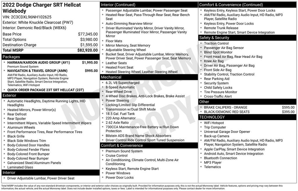 Used 2022 Dodge Charger SRT Hellcat w/ Harman/Kardon Audio Group image 6