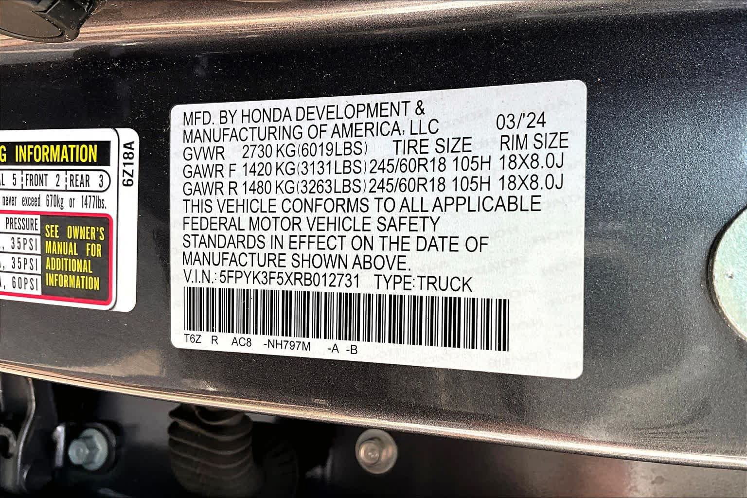 Used 2024 Honda Ridgeline RTL image 31