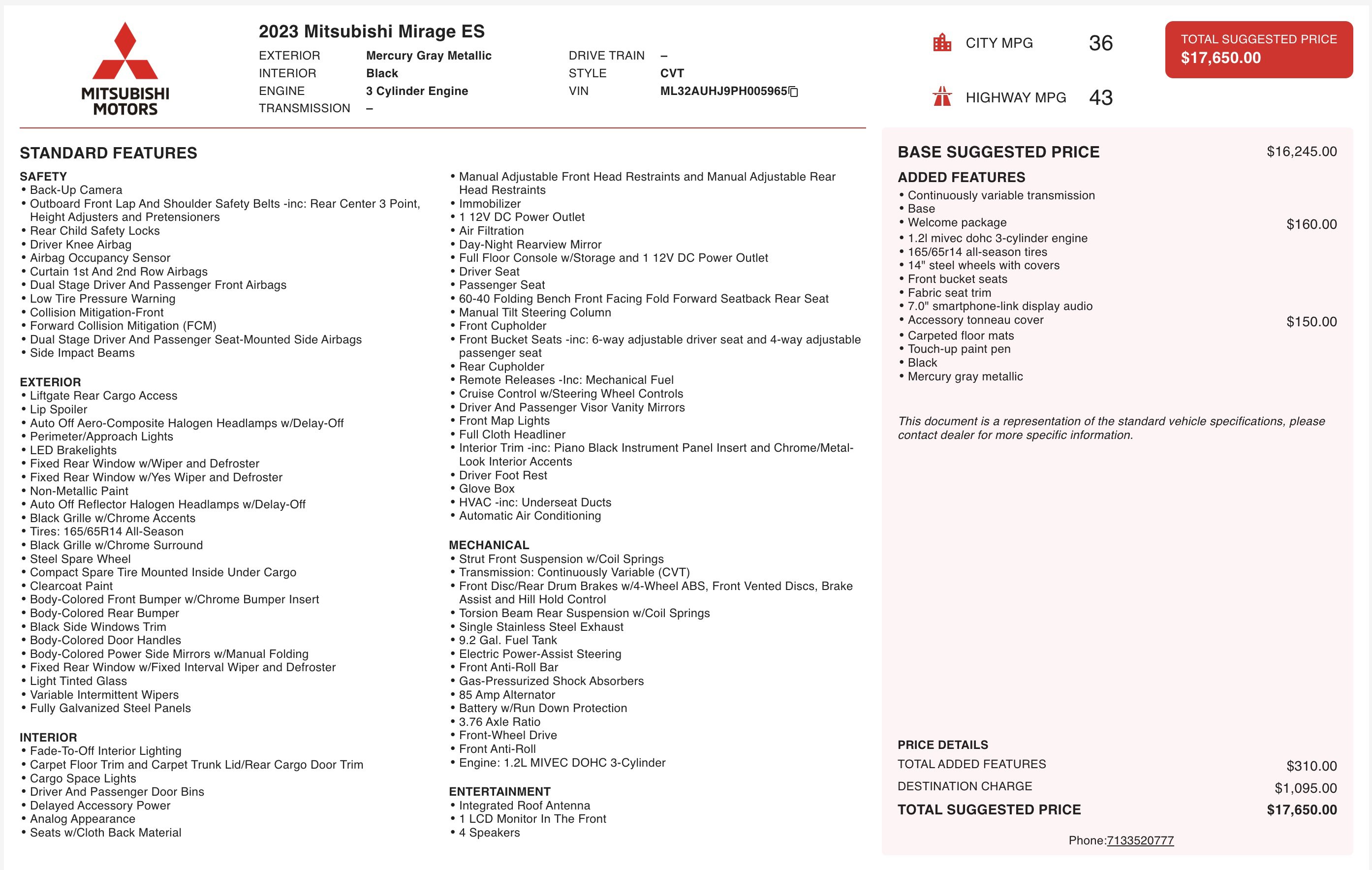 Used 2023 Mitsubishi Mirage ES image 4