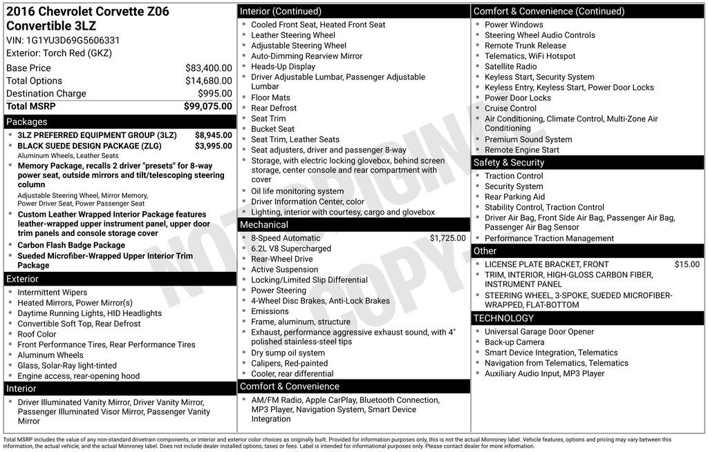 Used 2016 Chevrolet Corvette Z06 w/ 3LZ Preferred Equipment Group RWD image 27