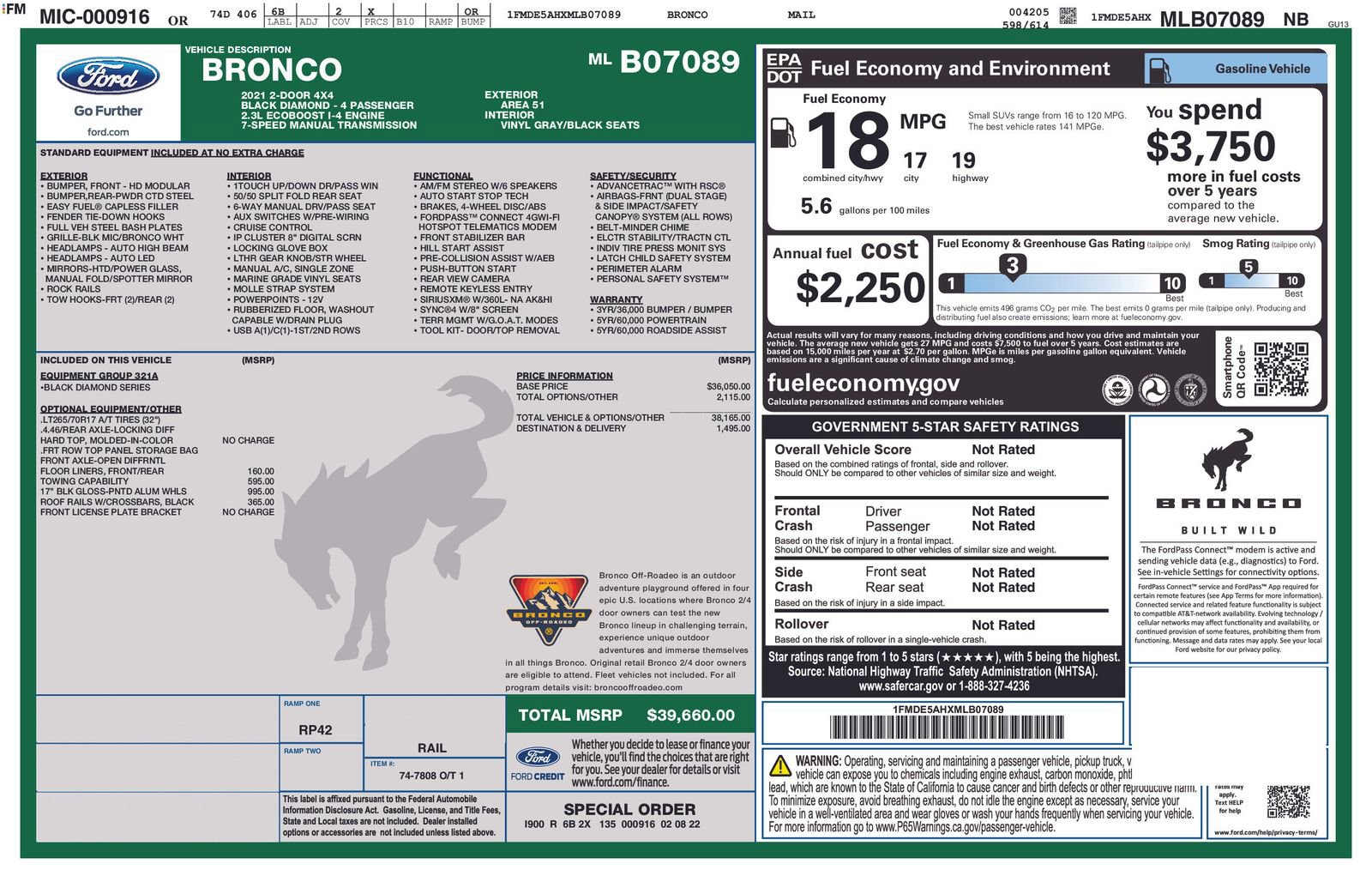 Used 2021 Ford Bronco Black Diamond image 10