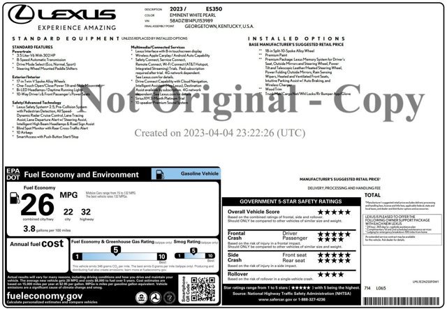 Used 2023 Lexus ES 350 w/ Premium Package FWD image 2