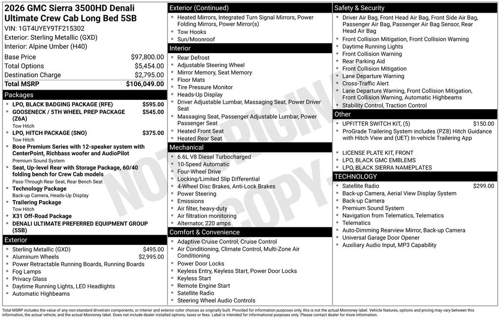 New 2026 GMC Sierra 3500 Denali Ultimate w/ LPO, Black Badging Package AWD/4WD image 47