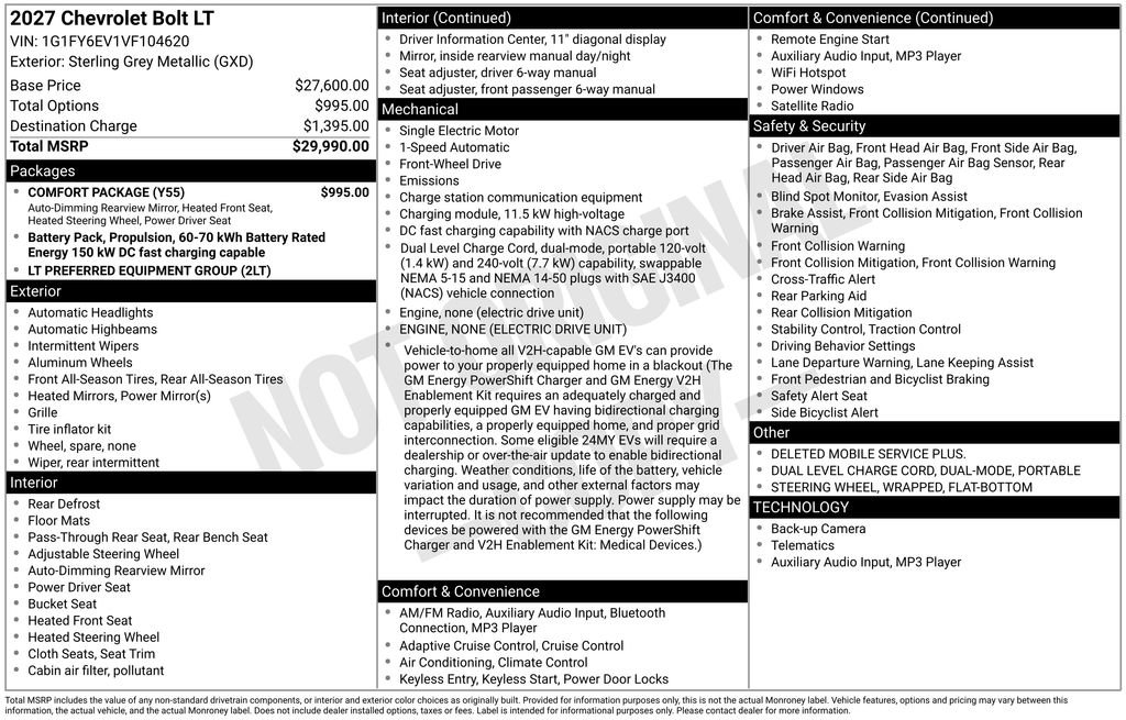 New 2027 Chevrolet Bolt LT w/ Comfort Package image 9