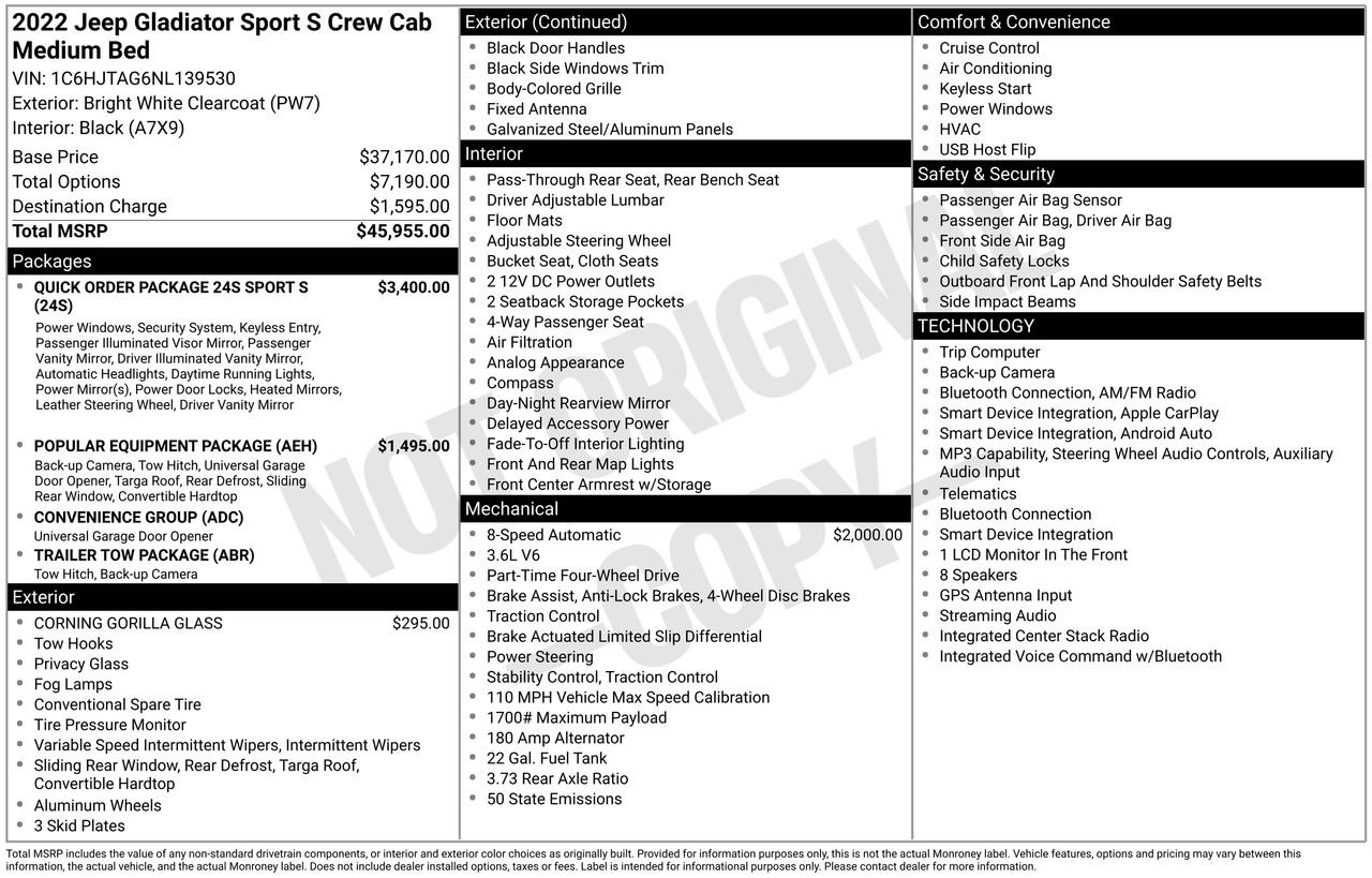 Used 2022 Jeep Gladiator Sport AWD/4WD image 5