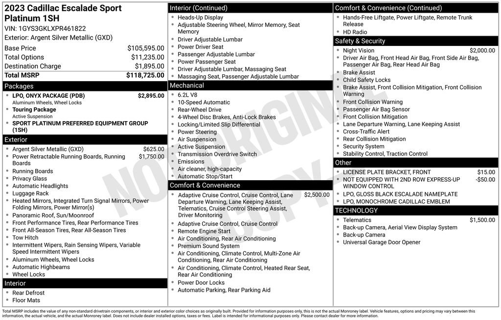 Used 2023 Cadillac Escalade Sport Platinum w/ LPO, ONYX Package image 46