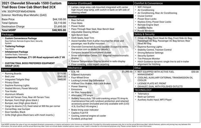 Used 2021 Chevrolet Silverado 1500 Custom Trail Boss image 15