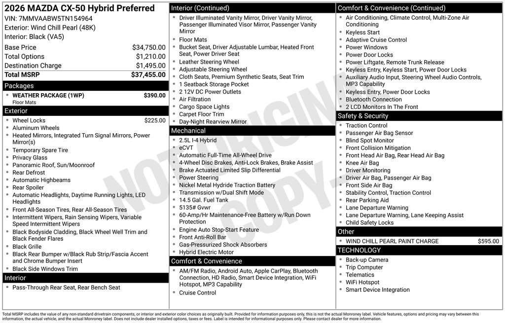 New 2026 MAZDA CX-50 2.5 Hybrid w/ Weather Package image 6