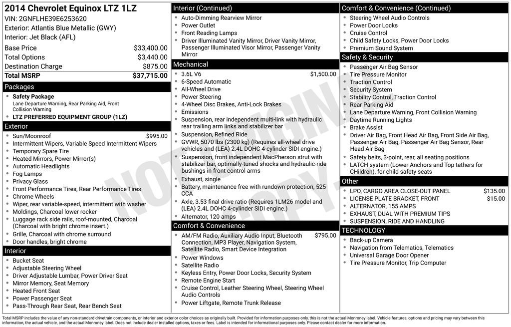 Used 2014 Chevrolet Equinox LTZ image 3