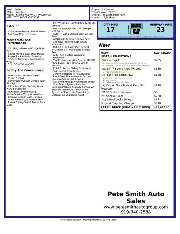 Used 2010 Toyota Sienna XLE FWD image 38