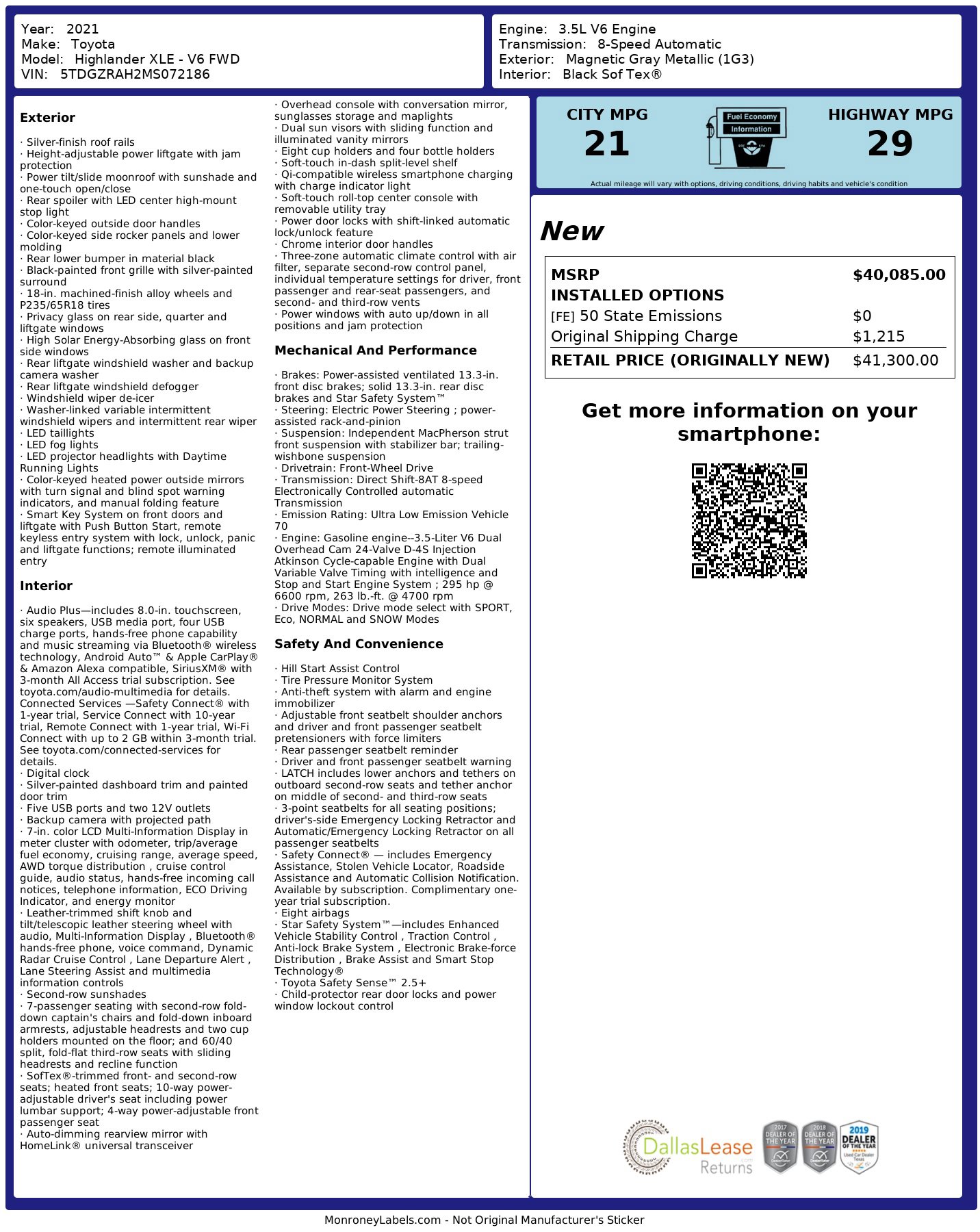 Used 2021 Toyota Highlander XLE FWD image 3