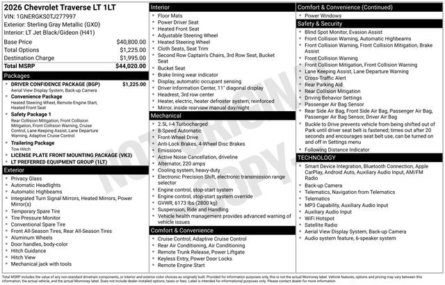 Used 2026 Chevrolet Traverse LT w/ Driver Confidence Package FWD image 33