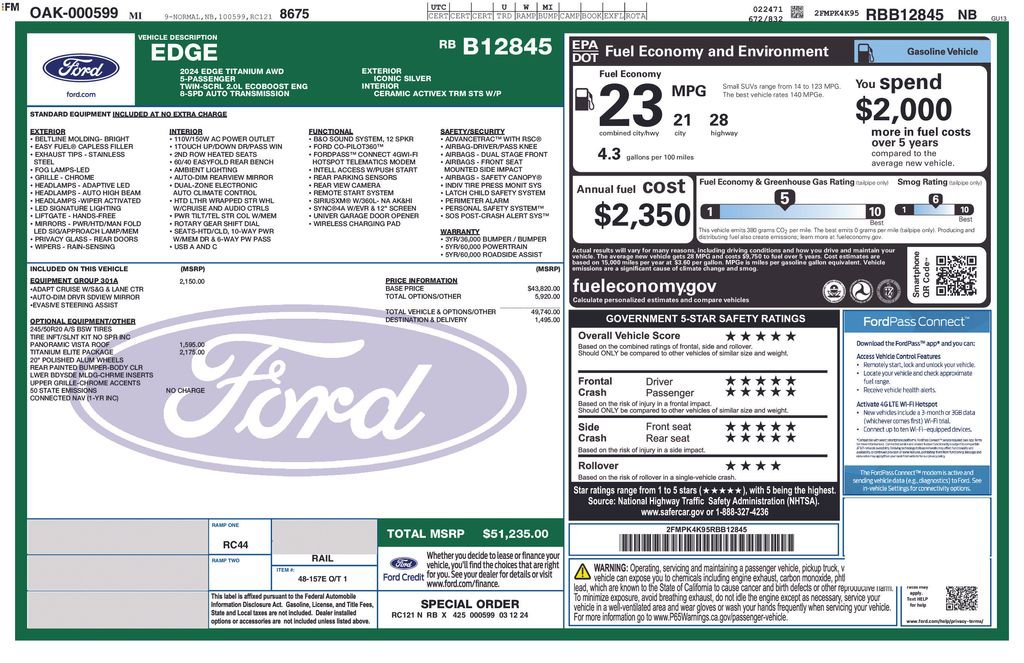 Certified 2024 Ford Edge Titanium w/ Titanium Elite Package AWD/4WD image 28