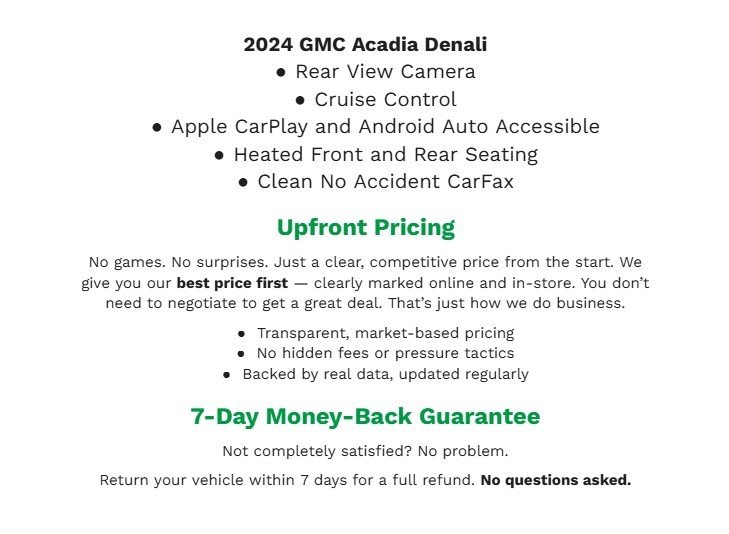 Used 2024 GMC Acadia Denali w/ LPO, Floor Liner Package AWD/4WD image 2