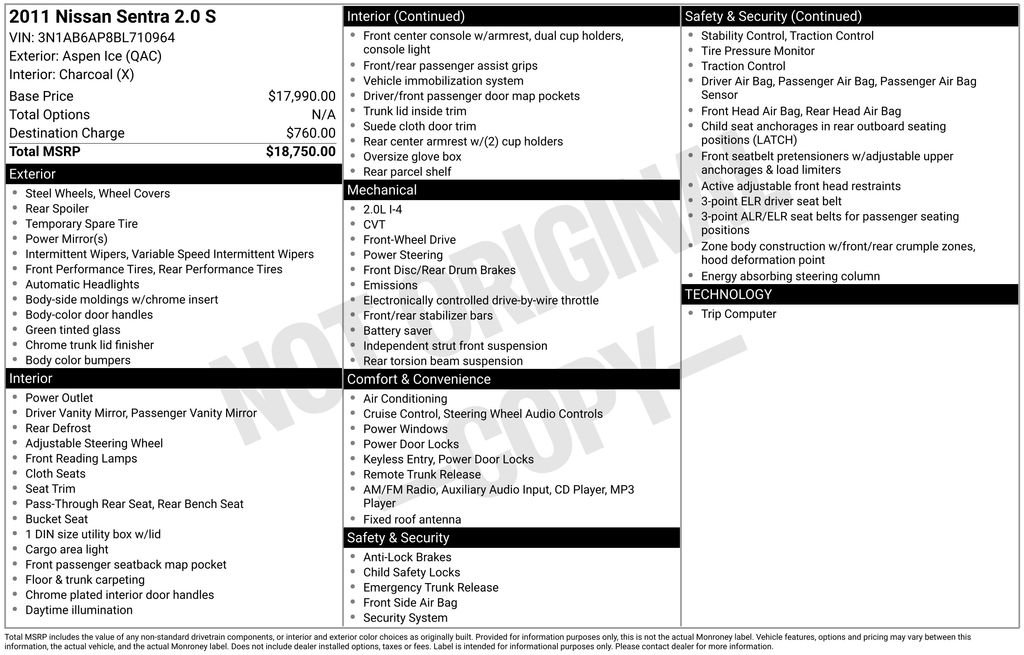 Used 2011 Nissan Sentra 2.0 S image 3