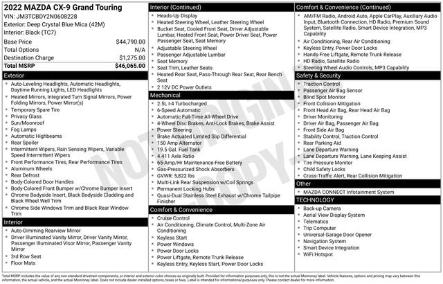 Used 2022 MAZDA CX-9 Grand Touring image 37