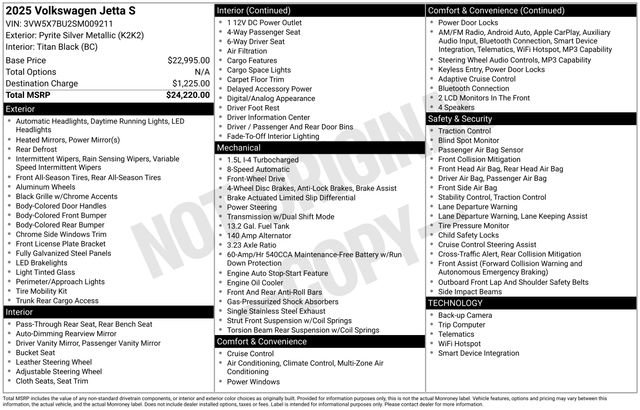 Used 2025 Volkswagen Jetta S FWD image 2