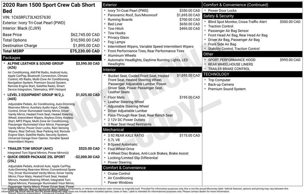 Used 2020 RAM 1500 Sport w/ Alpine Leather & Sound Group image 40