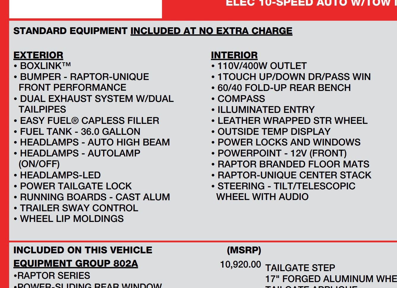 Used 2020 Ford F150 Raptor w/ Equipment Group 802A Luxury image 57