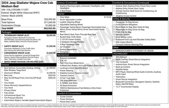 Used 2024 Jeep Gladiator Mojave w/ Technology Group AWD/4WD image 6