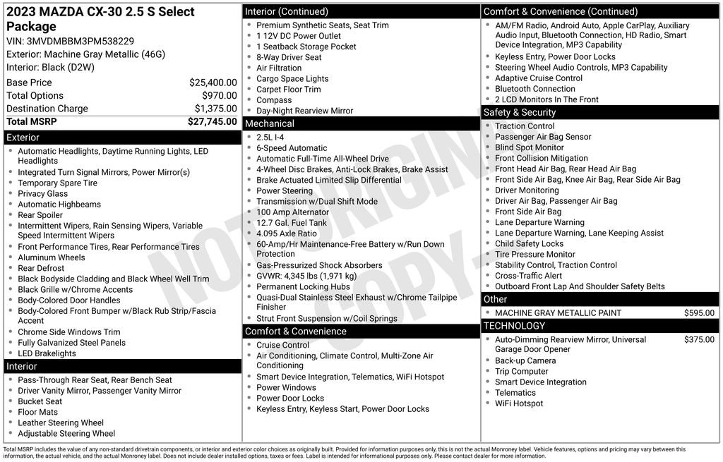 Certified 2023 MAZDA CX-30 AWD 2.5 S w/ Select Package image 9