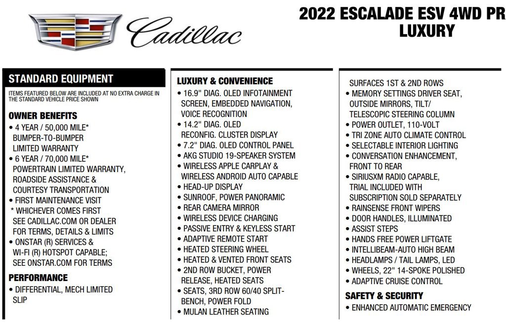 Used 2022 Cadillac Escalade ESV Premium Luxury AWD/4WD image 18