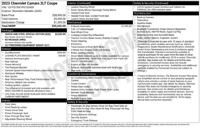 Used 2023 Chevrolet Camaro LT RWD image 28