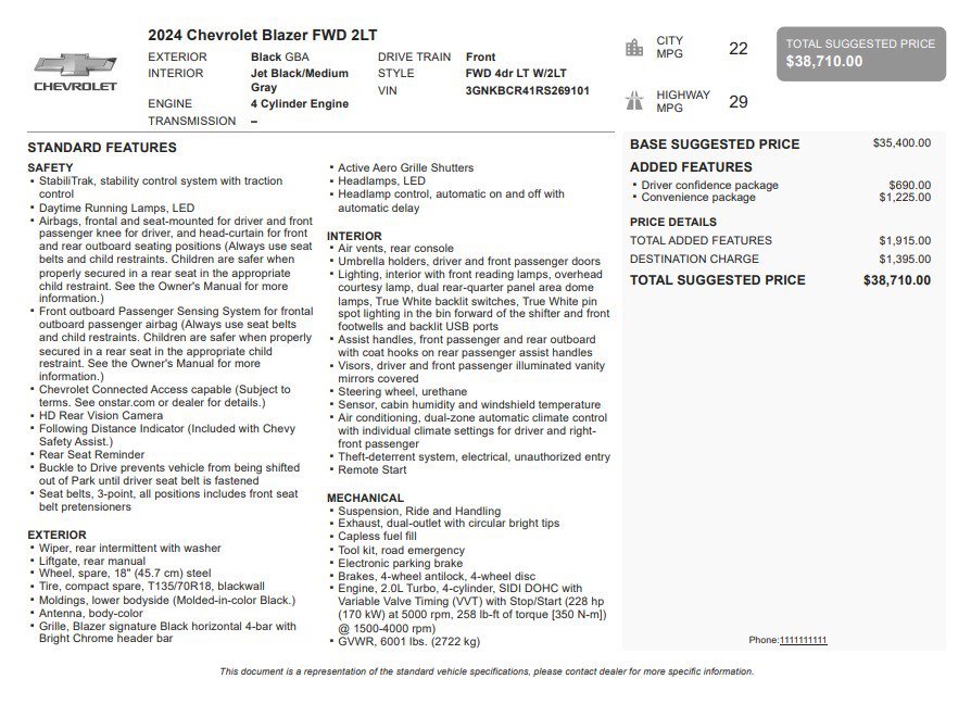 Certified 2024 Chevrolet Blazer LT w/ Convenience Package image 34