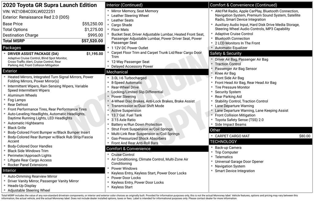 Used 2020 Toyota Supra Launch Edition w/ Driver Assist Package RWD image 4