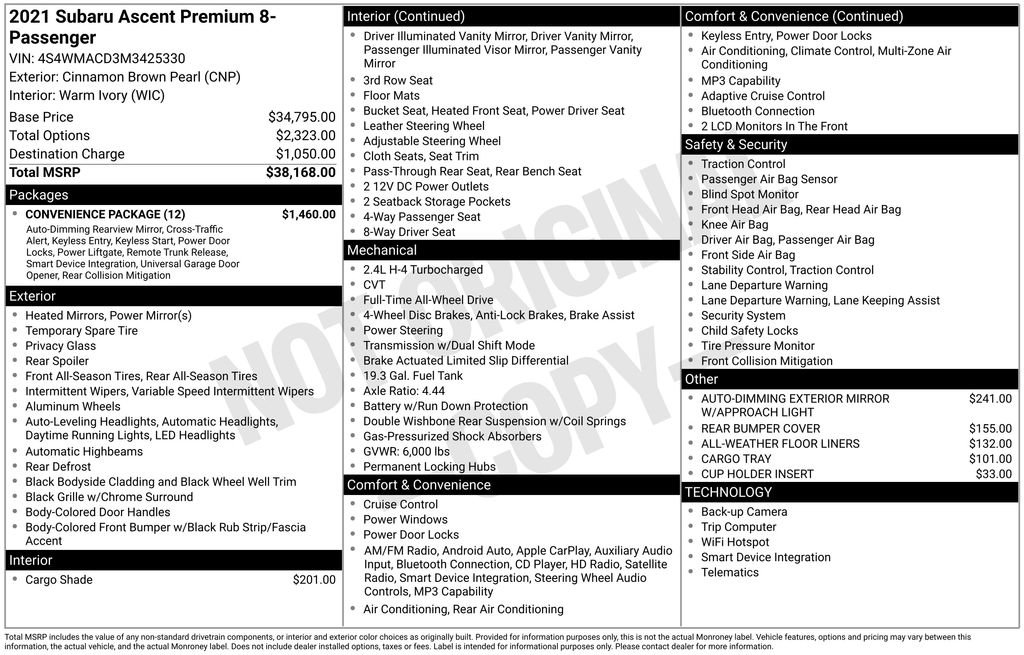 Used 2021 Subaru Ascent Premium w/ Convenience Package image 33