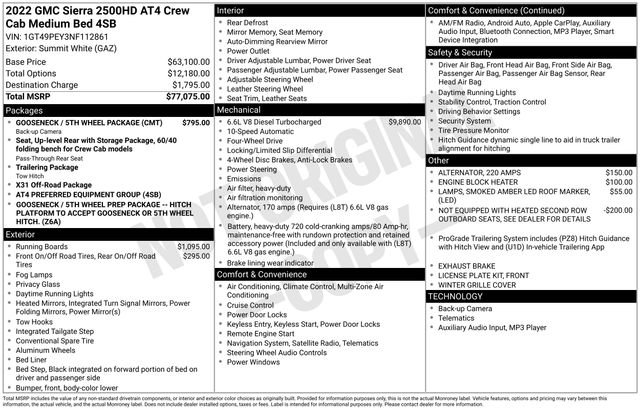 Used 2022 GMC Sierra 2500 AT4 w/ Gooseneck/5TH Wheel Package AWD/4WD image 29