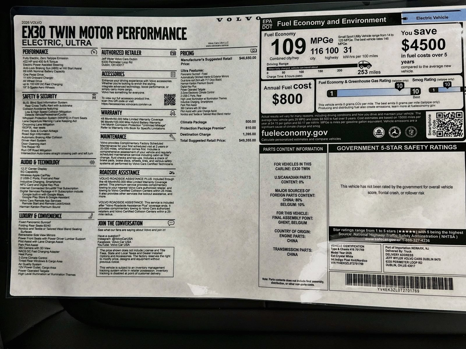 New 2026 Volvo EX30 Ultra w/ Protection Package Premier AWD/4WD image 43