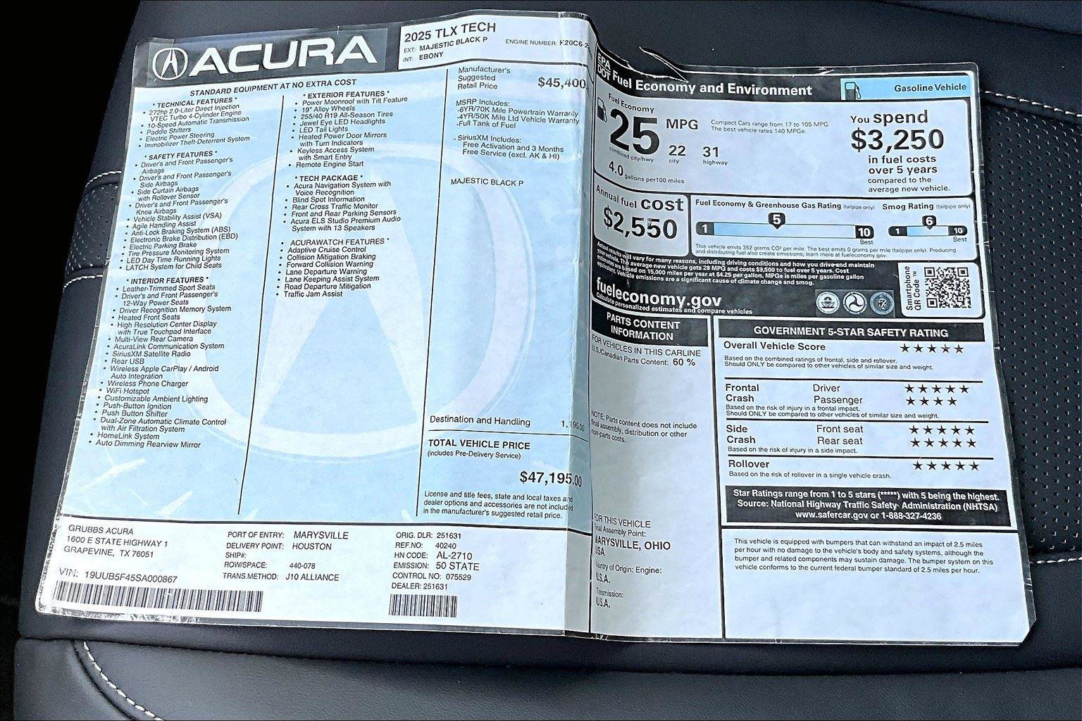 New 2025 Acura TLX w/ Technology Package image 24