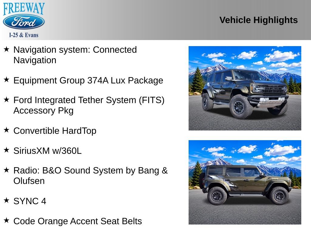 Certified 2025 Ford Bronco Raptor w/ Interior Carbon Fiber Pack AWD/4WD image 3