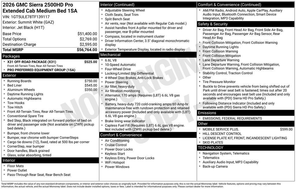 New 2026 GMC Sierra 2500 Pro w/ X31 Off-Road Package image 11