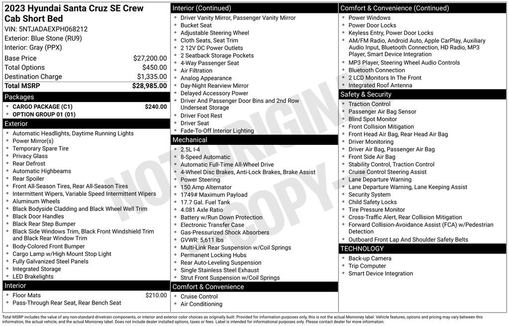 Used 2023 Hyundai Santa Cruz SE w/ Cargo Package image 28