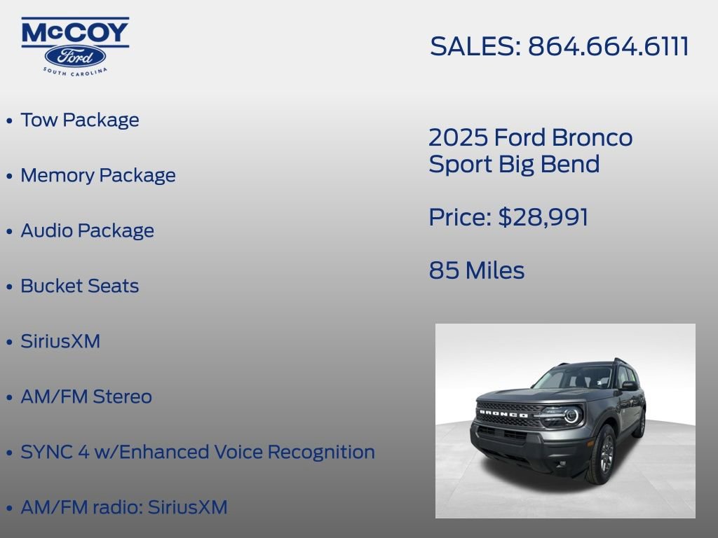 Used 2025 Ford Bronco Sport Big Bend w/ Convenience Package image 19