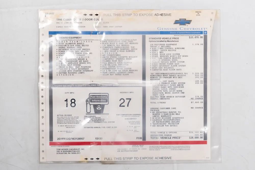 Used 1998 Chevrolet Camaro Z28 w/ SS Performance/Appearance Pkg image 24