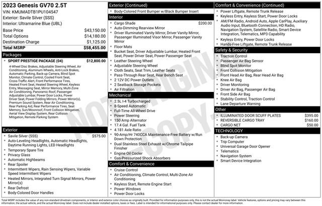 Used 2023 Genesis GV70 2.5T w/ Sport Prestige Package image 52