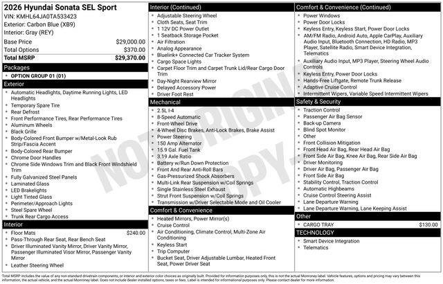 New 2026 Hyundai Sonata SEL image 4