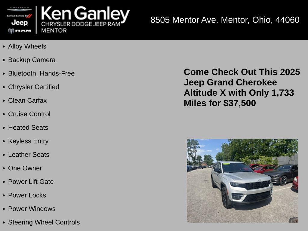 Certified 2025 Jeep Grand Cherokee Altitude w/ Trailer Tow Package AWD/4WD image 5