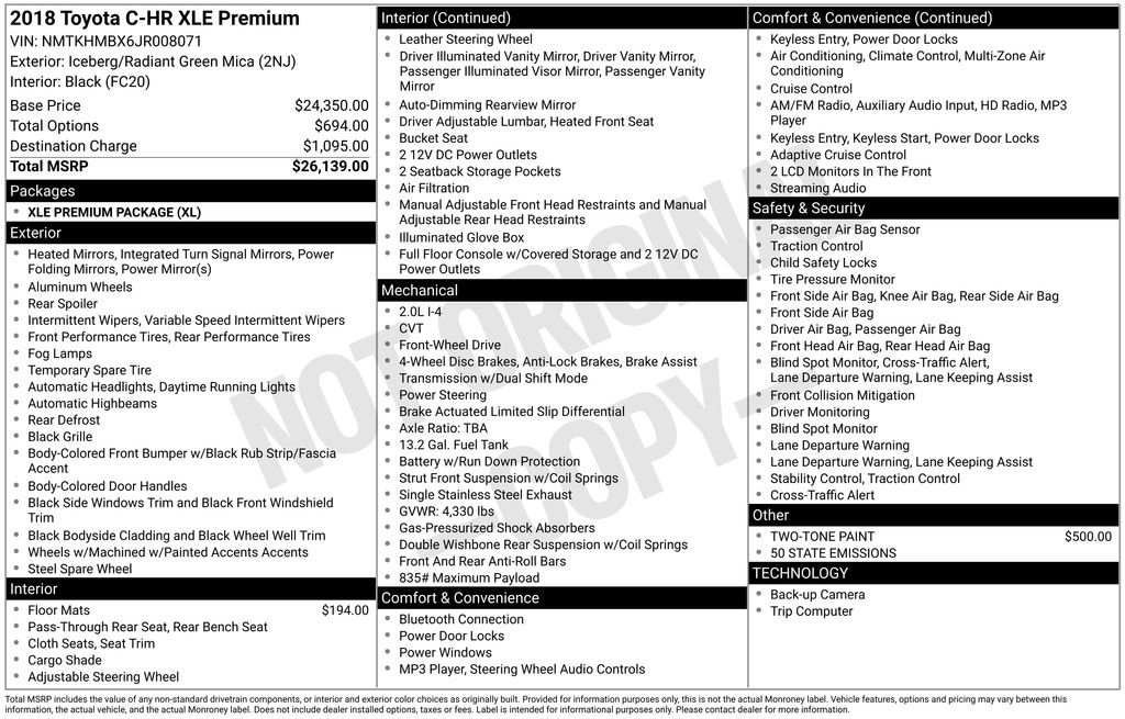 Used 2018 Toyota C-HR XLE image 2