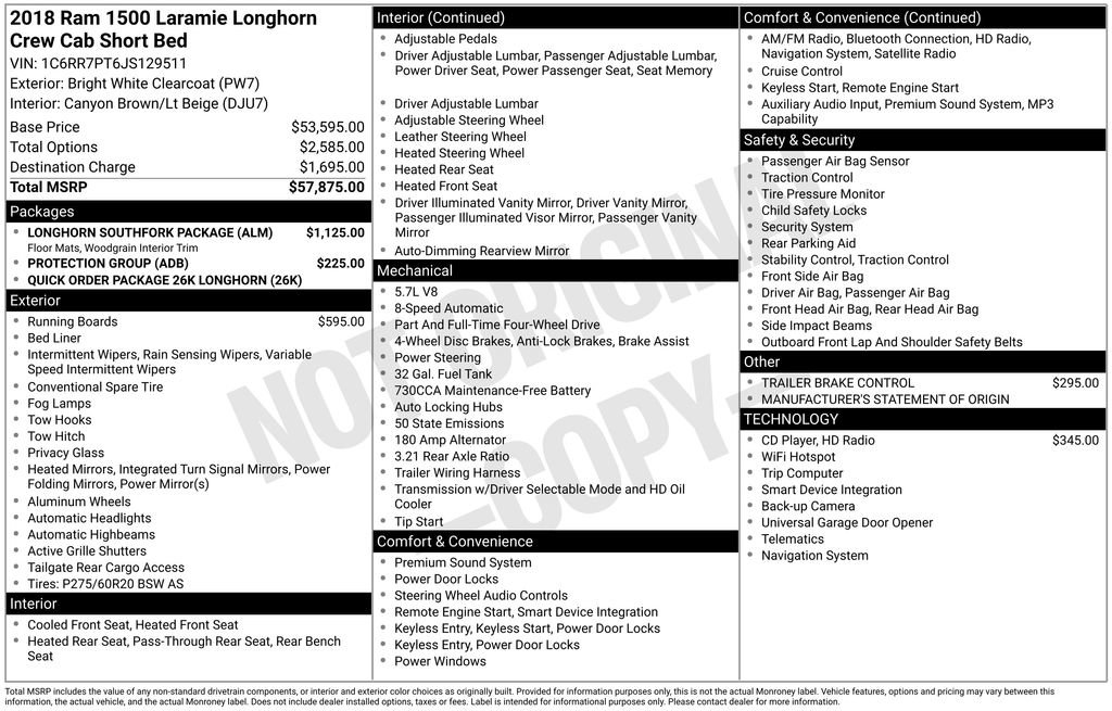 Used 2018 RAM 1500 Laramie Longhorn w/ Longhorn Southfork Package AWD/4WD image 35