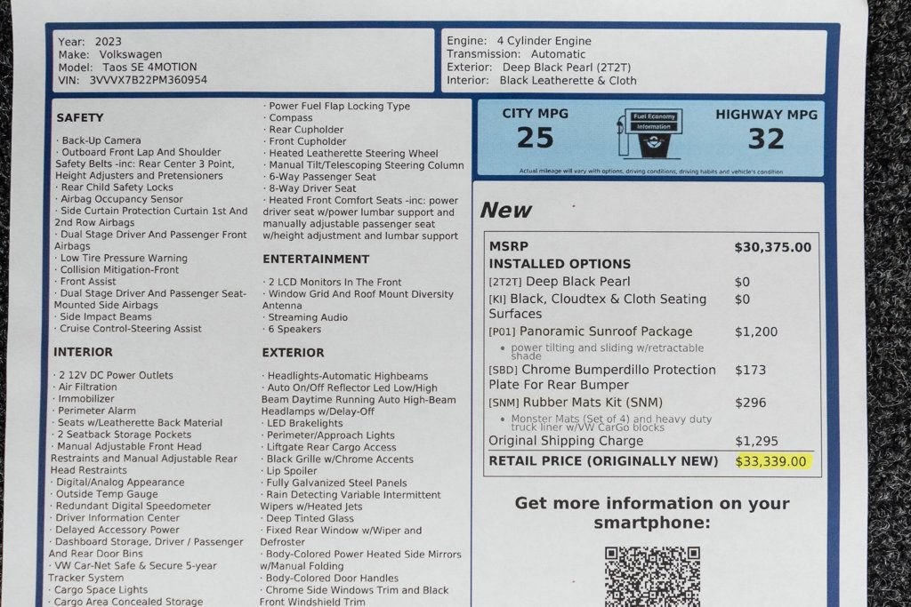 Used 2023 Volkswagen Taos SE w/ Panoramic Sunroof Package AWD/4WD image 48