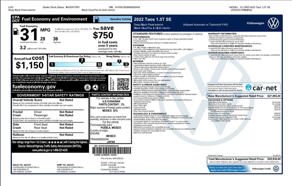 Used 2022 Volkswagen Taos SE image 4