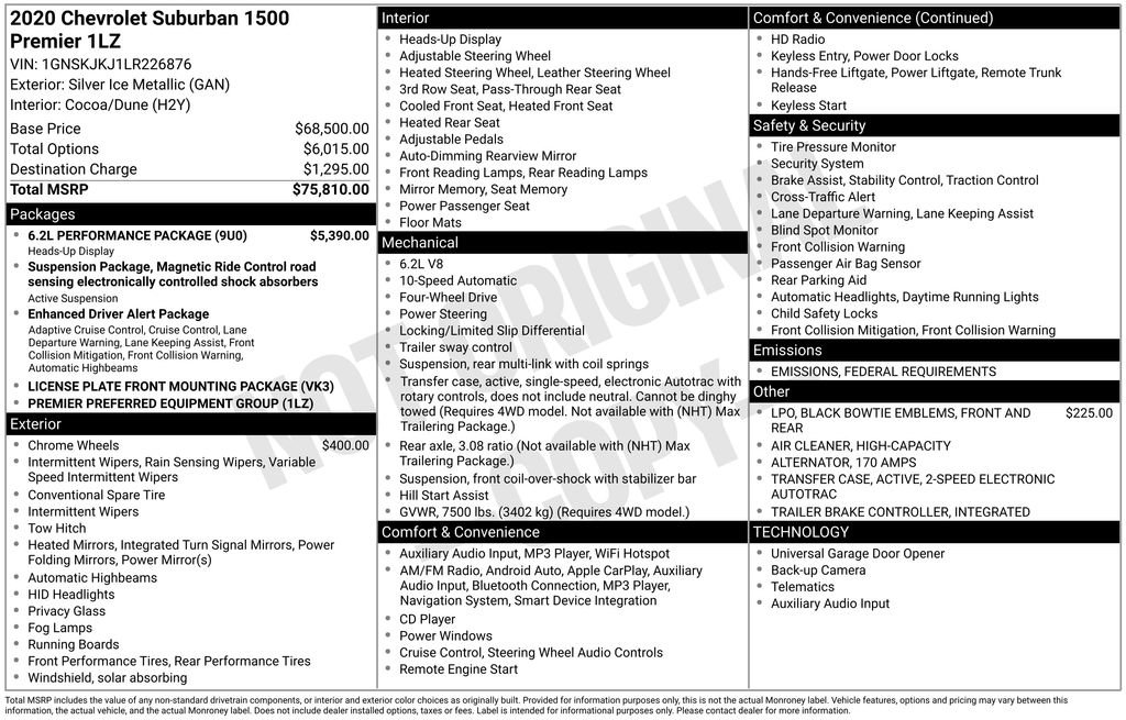 Certified 2020 Chevrolet Suburban Premier w/ 6.2L Performance Package image 11