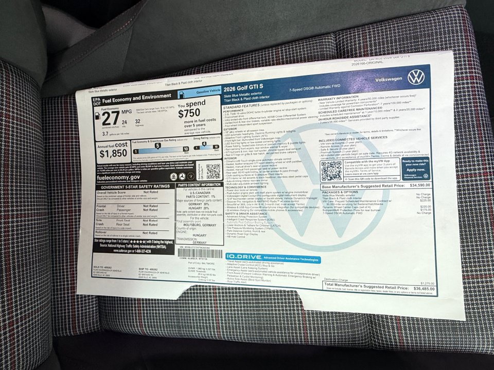 New 2026 Volkswagen Golf S FWD image 33