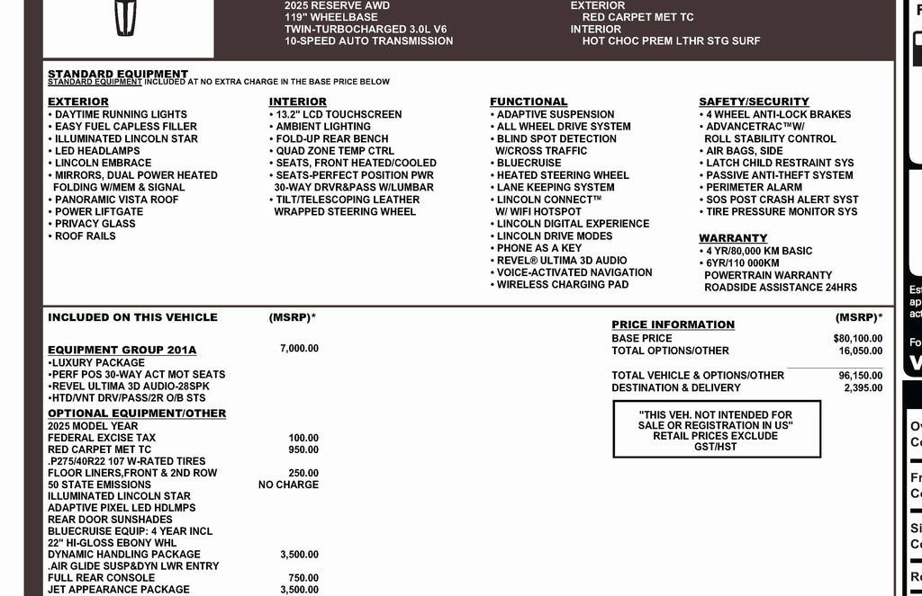 Used 2025 Lincoln Aviator Reserve w/ Equipment Group 201A image 3