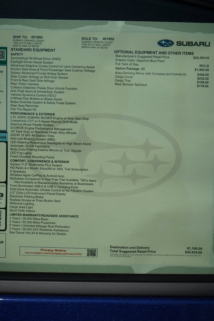 New 2026 Subaru Impreza 2.0i Sport AWD/4WD image 6