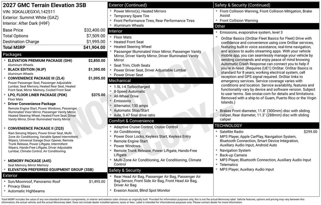 New 2027 GMC Terrain Elevation w/ Elevation Premium Package AWD/4WD image 5